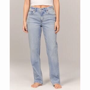 NWT Abercrombie The Straight Curve Love Mid Rise Medium Wash Jeans